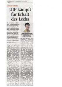 UIP kämpft für Erhalt des Lechs (Artikel in den Schongauer Nachrichten vom 8./9. Dezember 2012)